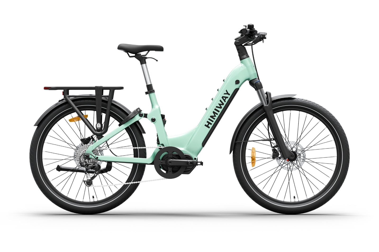 Himiway A7 Pro in Smaragdgrün – Urbanes E-Bike mit tiefem Einstieg, Gepäckträger und Kettenschutz, ideal für stilvolle Pendlerfahrten durch die Stadt