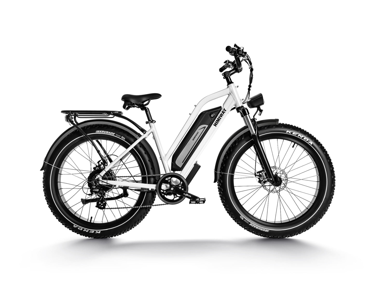Himiway D3 Cruiser Step-Thru in Weiß – Komfortables E-Fatbike mit tiefem Einstieg, breiten Reifen und Gepäckträger, ideal für Alltag und Abenteuer