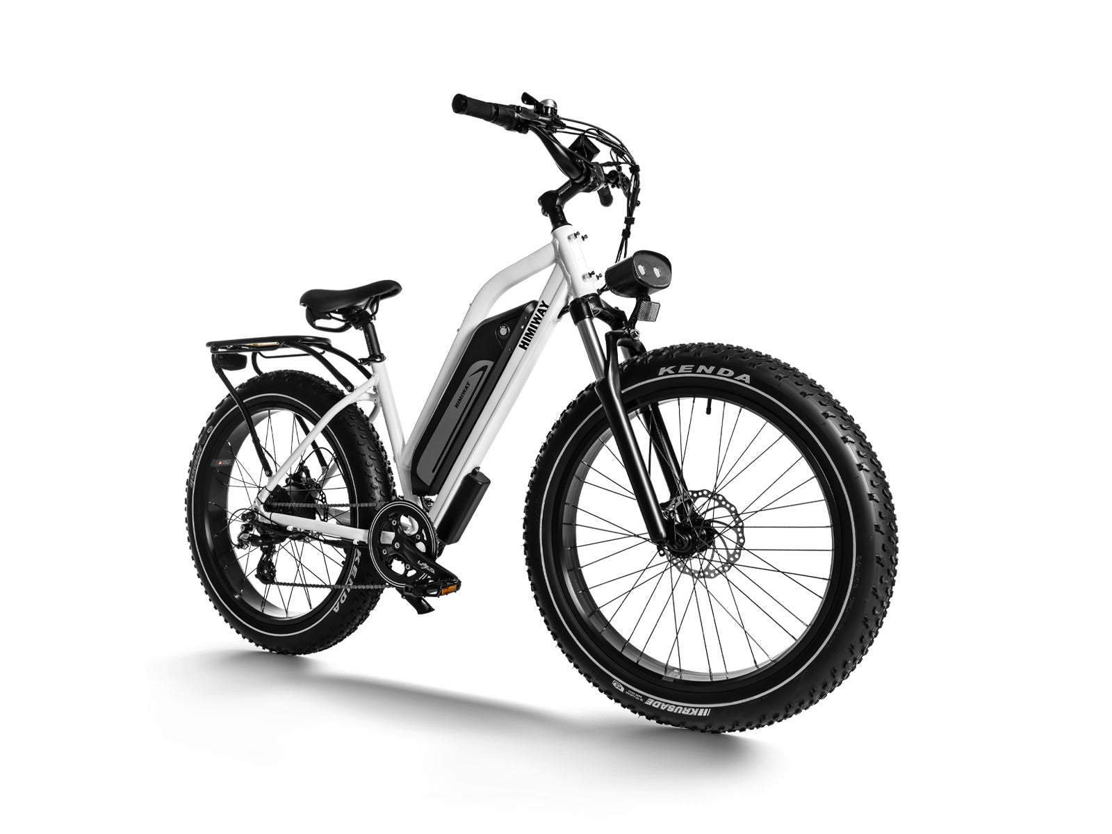 Himiway D3 Cruiser Step-Thru in Weiß – Elegantes E-Fatbike mit tiefem Einstieg, breiten Reifen und Gepäckträger, ideal für entspannte Fahrten durch Stadt und Natur