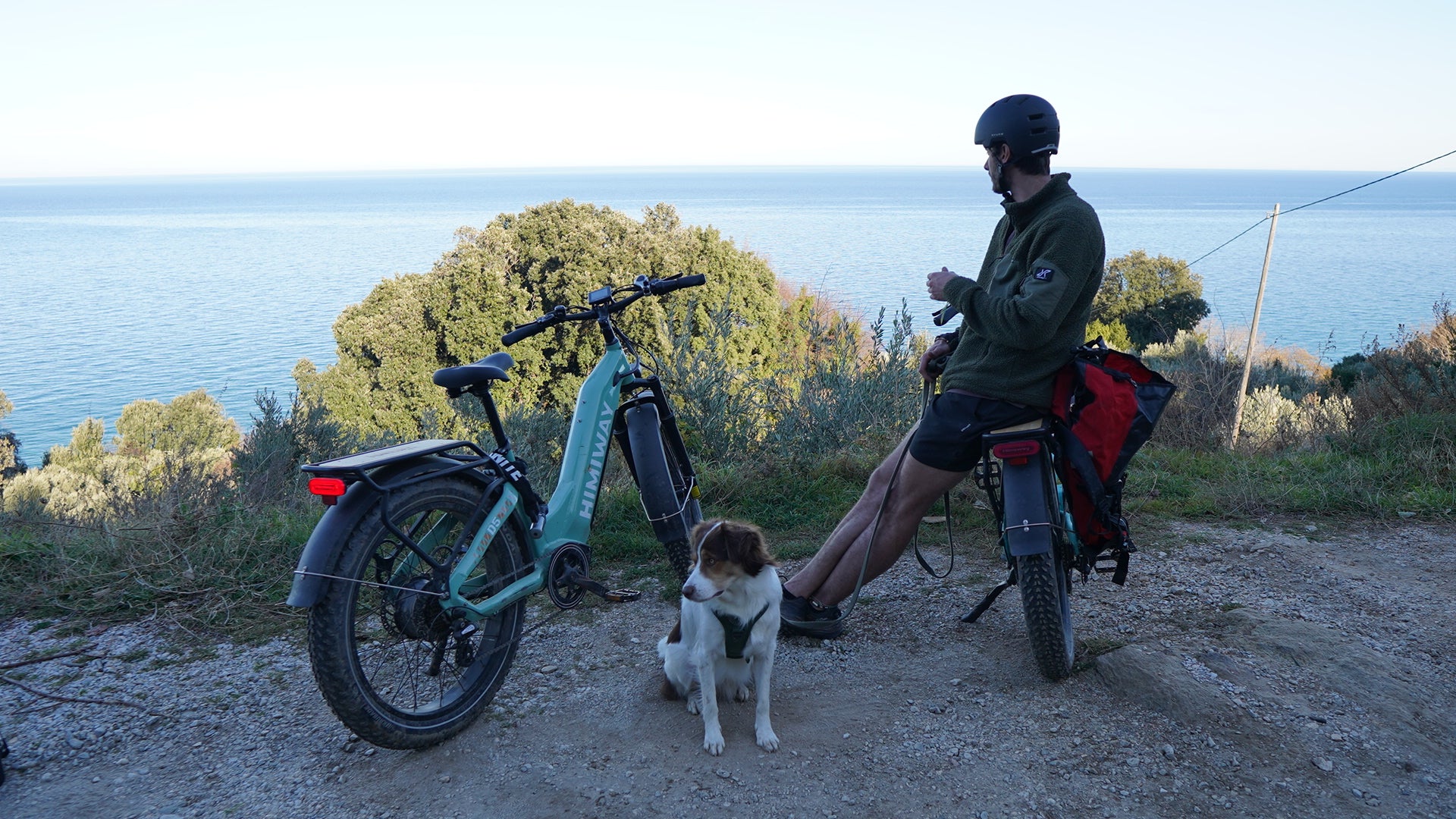 Himiway D5 Zebra Step-Thru – Ruhiger Moment am Wasser mit E-Fatbike, Hund und Weitblick – gemacht für echte Auszeiten